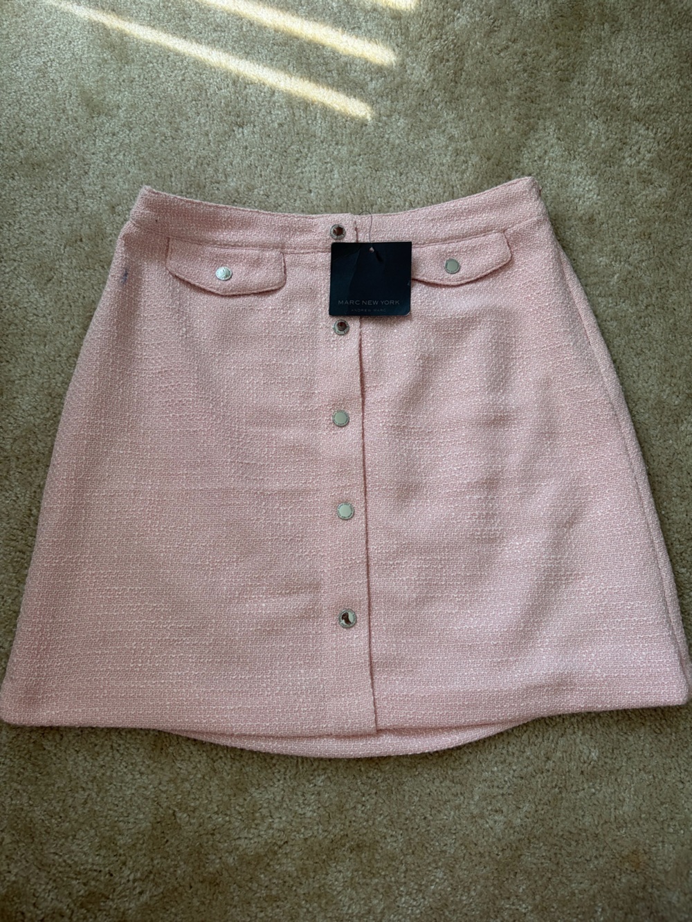 Marc New York Pink Button-Front Mini Skirt